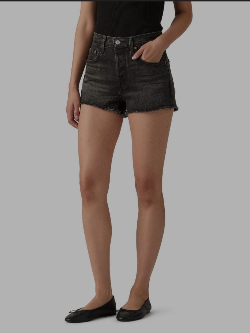 Levi's Black High-Rise Frayed Hem Denim Shorts NWT